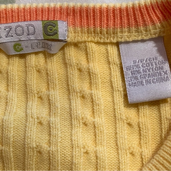 IZOD -FLEX. Canary yellow cable knit sweater w/90th PGA championship log… - Picture 11 of 12